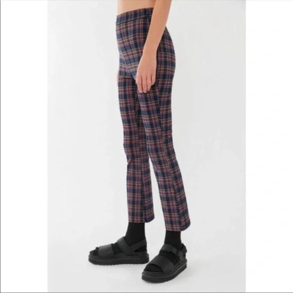 URBAN OUTFITTERS LOLA KICK FLARE PLAID CROP PANT